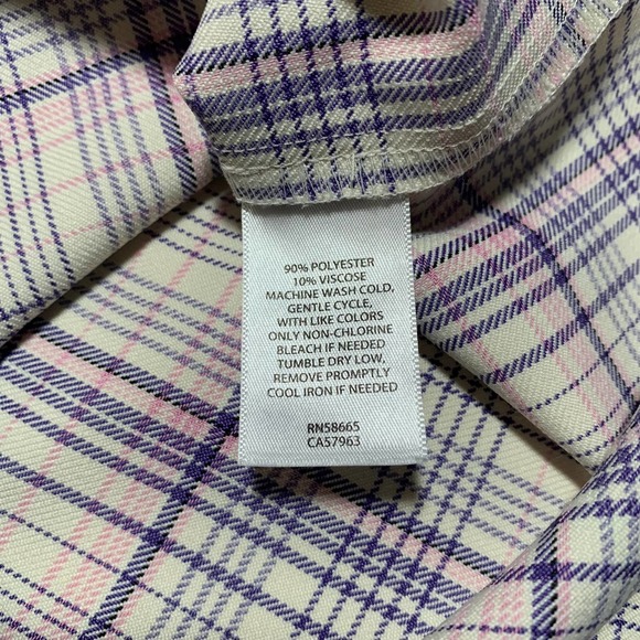 BP. | Women | Purple Ivory Veronika Plaid Crop Camp Button Front Top | Small - Picture 8 of 9